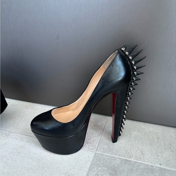 Christian Louboutin Black Heels with Silver Spikes - Picture 5 of 7